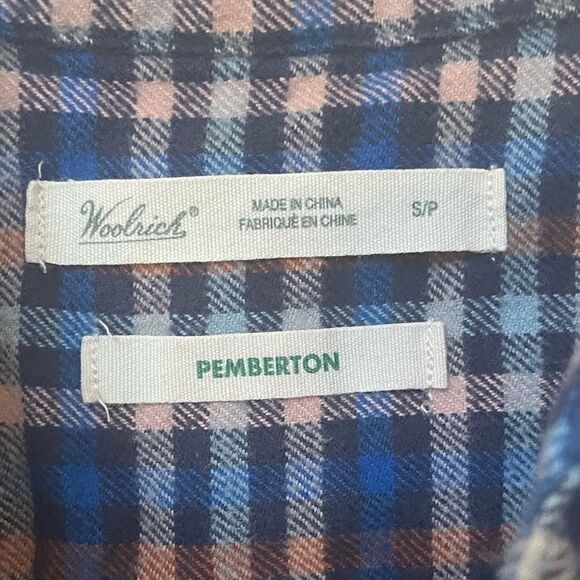 𝅺WOOLRICH Sz small S pemberton flannel shirt button down plaid - Picture 5 of 10